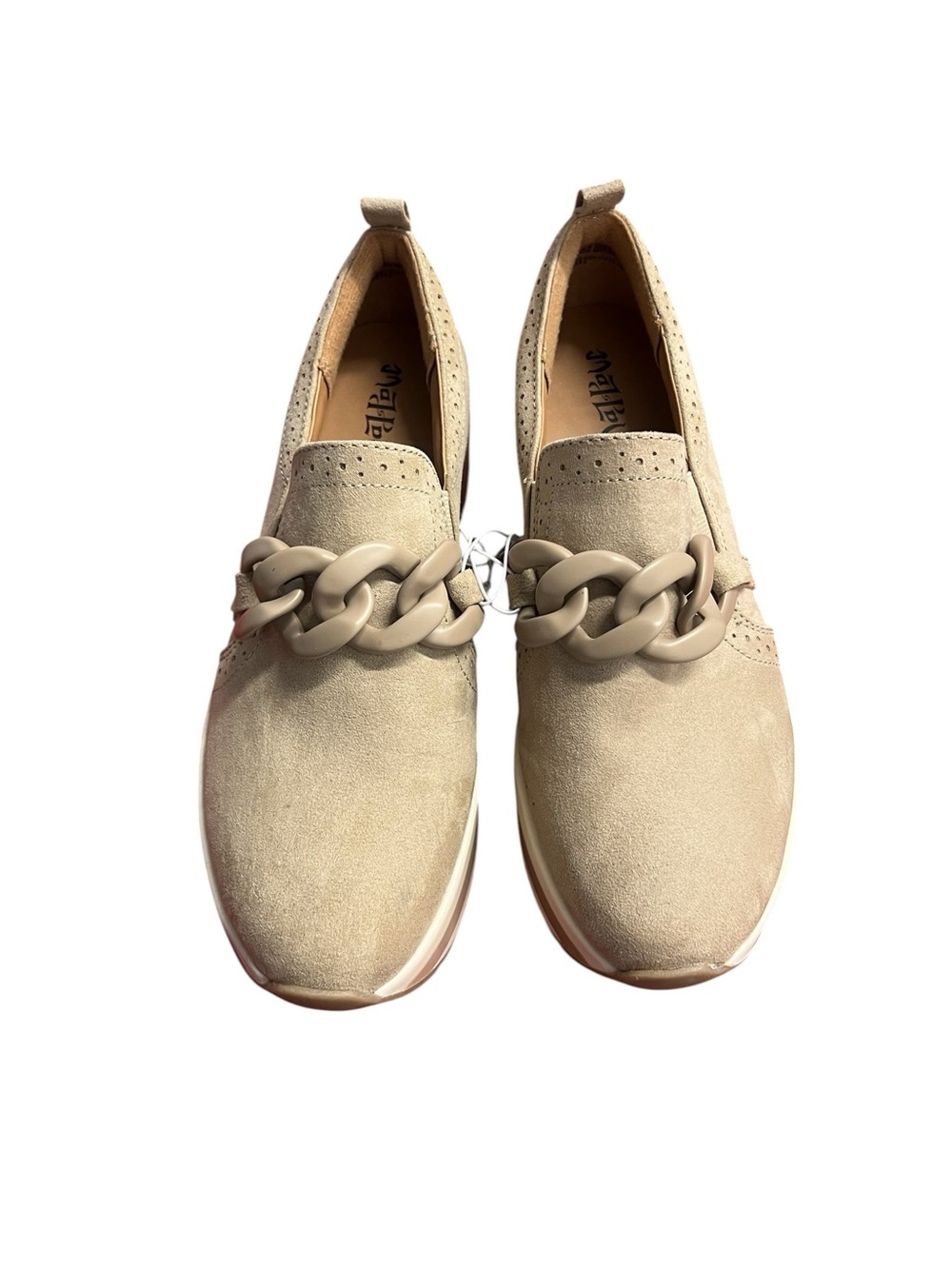 Mad Love Beige Chunky Chain Platform Loafers Size 8.5